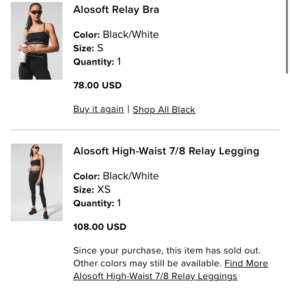 ALO Yoga Black and White AloSoft Set